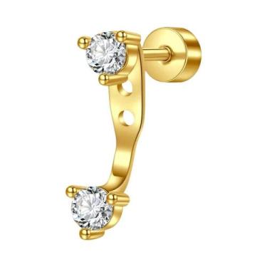 Imagem de Conjunto De Brincos De Cartilagem Dourados 16G Em Aço Inoxidável Com Z