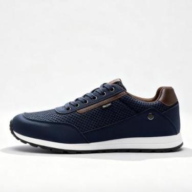 Imagem de Tênis Casual Masculino Sapatênis Sneaker Estilo Retrô Preto Sapatênis Jogging Azul-Masculino