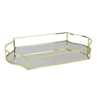Imagem de Bandeja Grande Decorativa Axis - Laradore Dourada e Espelho