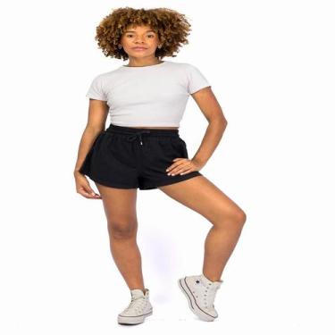 Imagem de Short feminino de sarja, barra dobrada, confortável e estilo casual ci