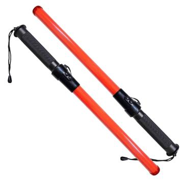 Imagem de Bastao Sinalizador LED Grande Kit 2 Apito Pilha Transito Guarda Obra Estacionamento Guarda Frentista Manobrista