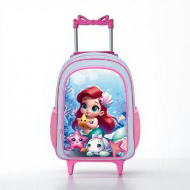 Imagem de Mochila Escolar de Rodinha Infantil Menina Resistente Grande 16L - Pik