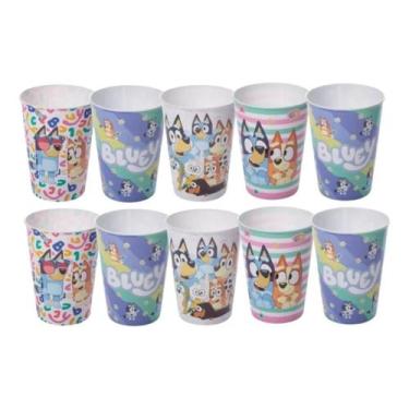 Imagem de Kit 10 Copos Infantil Bluey 320ml Estampas Variadas em Plástico BPA Fr