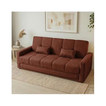 Imagem de Sofá-Cama 3 Lugares Matrix Grazi Revestido em Veludo - 206cm de largura