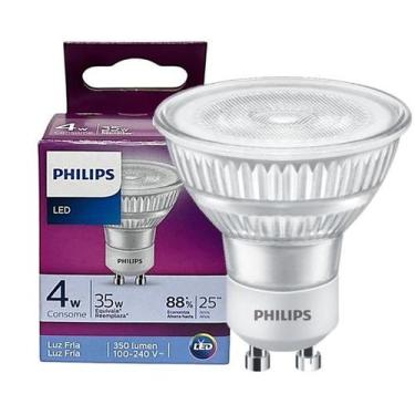 Imagem de Kit 10 Lampada Dicroica Philips 4W MR16 GU10 Branca 6500K