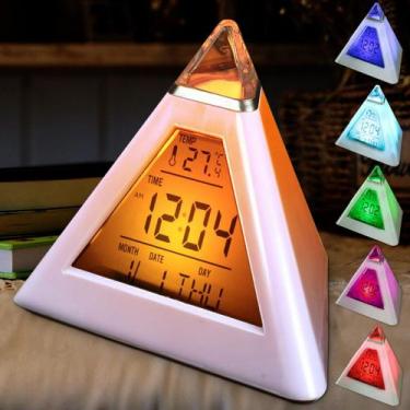 Imagem de Despertador digital Charminer 7 LED multicolorido com alarme - Omkarsy