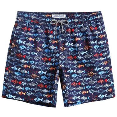 Imagem de Calções de banho magic Quick Dry estampados para homens Navy-Fish - Ma