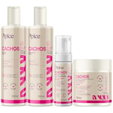 Imagem de Kit Apse Cachos Shampoo + Condicionador + Mousse + Ativador Tratamento Capilar Cacheado Vegano
