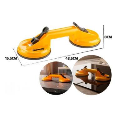 Imagem de Kit 2 Ventosa Dupla 80kg ABS para Vidros Espelhos Porcelanato  Titaniu