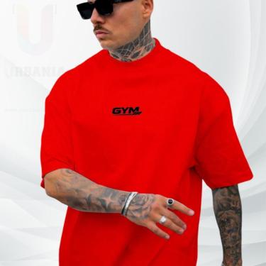 Imagem de Camiseta Oversized Vermelha Over GYM 100 Algodão Premium Streetwear Academia Gola Redonda-Unissex