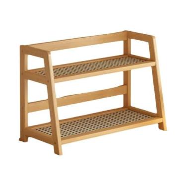 Imagem de Prateleira De Armazenamento De Cozinha Em Madeira De Rattan, Organizad