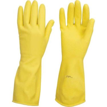 Imagem de Luva de Látex, Tamanho M, cor Amarela, Antiderrapante, com Forro, Vond