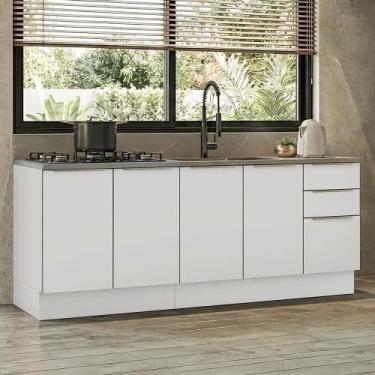 Imagem de Armário De Cozinha Compacta 200 Cm Branco/branco Veludo Lux Madesa 06 