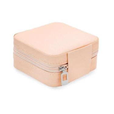 Imagem de Kit Porta Joias Portatil Viagem Estojo Rosa Com Missangas Pink Rosa - 