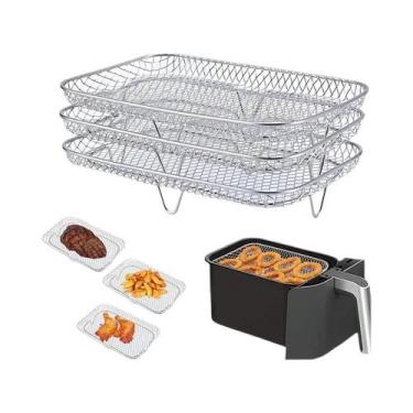Imagem de Grelha Universal De Metal Para Fritadeira a Ar, Acessórios Quadrados, 
