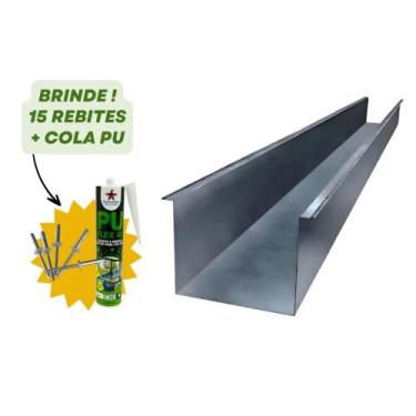 Imagem de Calha Quadrada 3 Metros Kit com Brindes Peças 1 metro Aço Galvanizado 