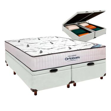 Imagem de Box Bau Blindado Branco + Colchão Queen High Foam Ortobom