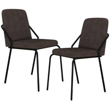 Imagem de Kit 02 Cadeiras Estofada Para Sala de Jantar Loft Preto C01 Bouclê Mar