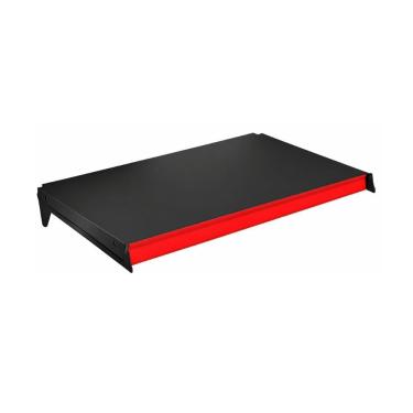Imagem de Bandeja Prateleira 40x91 Para Gôndolas New Plus Preta Com Porta Etiquetas Vermelho - SA Gôndolas