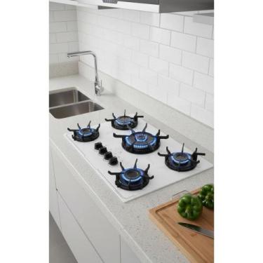 Imagem de Cooktop 5 Bocas Gás Tripla Chama Vidro Preto Bivolt - Congratulations 