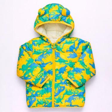 Imagem de Jaqueta Puffer Quentinha para Inverno Veste Bebês Até 3 anos Cor:dino-