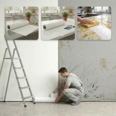Imagem de Papel Adesivo Branco Liso Autocolante Envelopar 5 Metros, Branco