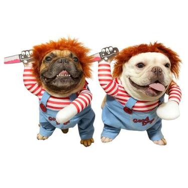 Imagem de Fantasia Pet Chucky Cachorro Gato Faquinha Terror Divertido - anjo da 