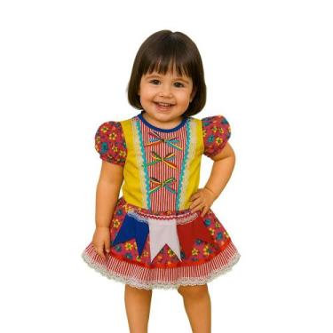 Imagem de Fantasia Vestido Junino Bebe Menina Festa Junina Caipira Mesversario C