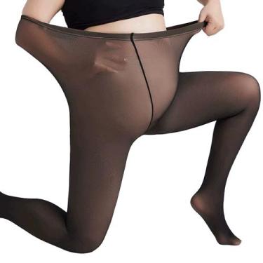 Imagem de Meia-Calça Térmica Plus Size Peluciada Forrada Translúcida Calça Leggi