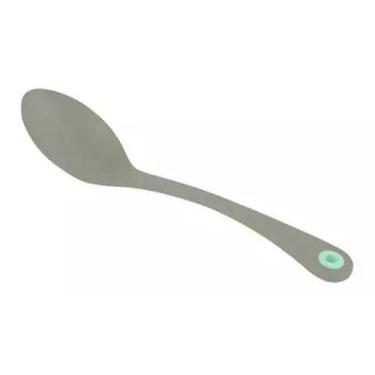 Imagem de Colher de Cozinha Nylon Plasvale Cinza Verde 31cm BPA Free