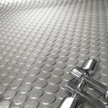Imagem de Piso Relevo Moeda Emborrachado Antiderrapante 2X15Mt - MCores, Prata