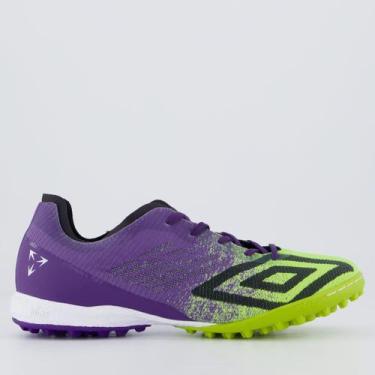 Imagem de Chuteira Umbro Velocita Décimo Premier Society Roxa e Verde, 40