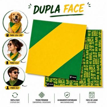 Imagem de Bandana Da Copa Canarinho Dupla Face Confortável Estilosa P 30cmx30cm 