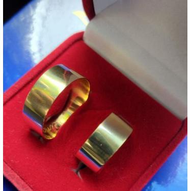 Imagem de Par de Alianças Ouro 18 Kilates Casal Casamento Noivado 9 Gramas 8 mm 