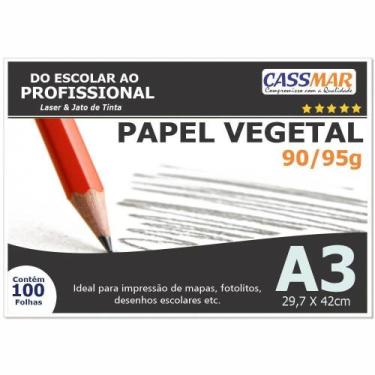 Imagem de Papel Vegetal A3 297x420mm 90/95 g/m² Translúcido 100 Fls - Cassmar