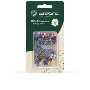 Imagem de Alfinete Cabeça Bola 100 Unid 55mm EuroRoma - Ideal para Costura e Art