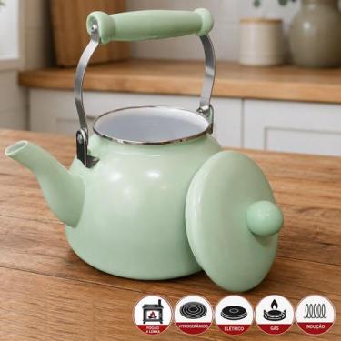 Imagem de Chaleira Esmaltada Charm Jade Para Todos Fogões Vintage 2,5L - Genéric