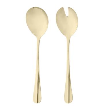 Imagem de Conjunto para Salada Positano 2 Peças em Aço Inox Garfo e Colher 27CM Acabamento Dourado Lyor