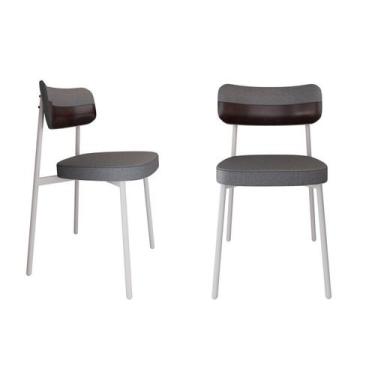 Imagem de Cadeira Alloa Fixa com 4 Pés 50 x 44,7 x 83,8 cm com 2 Unidade Cinza/C