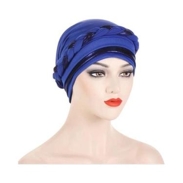 Imagem de Hijab Muçulmano Color Block Com Trança, Lenço De Cabeça Macio E Elásti