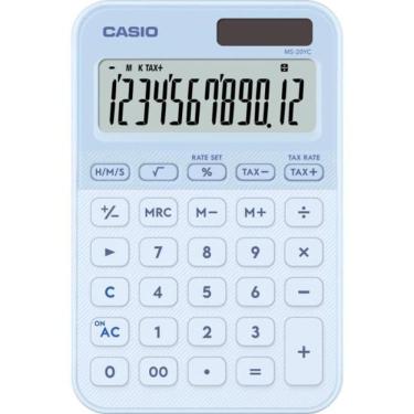 Imagem de Calculadora de Mesa Mini Casio MS-20YC 12 Dígitos Alimentação Dupla 10.1cm X 15.45cm X 1.8cm Azul
