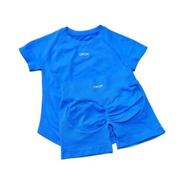 Imagem de Conjunto Esportivo Feminino De Secagem Rápida Sem Costura 2 Peças: Top
