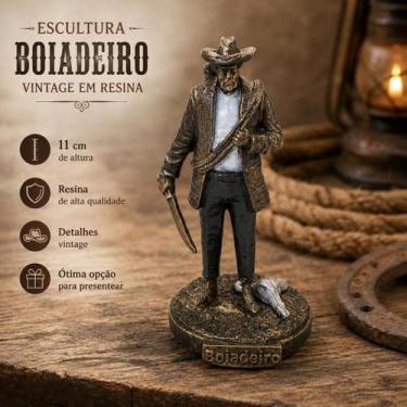 Imagem de Escultura Boiadeiro Vintage em Resina 11cm - Lua Mística Original