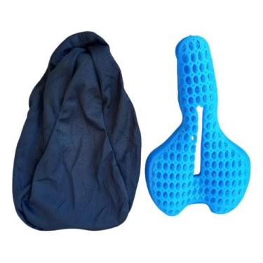 Imagem de Assento Bicycle Gel Azul Preto Supermedy Conforto Ergonomico Almofada 