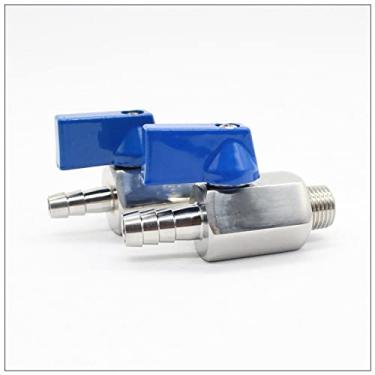 Imagem de Válvula de esfera macho azul 1/8 1/4 3/8 1/2 a 7 mm 10 mm 8 mm 9 mm 12 mm Adaptador de pagode Válvula de esfera de 2 vias, macho DN8X8 mm, 5 unidades