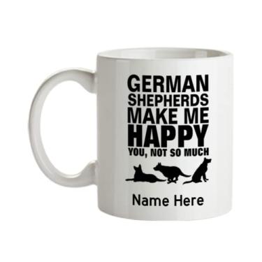 Imagem de Caneca de pastor alemão personalizada - Pastor alemão me faz feliz - presente para amantes do pastor alemão - Caneca de café de 325 ml