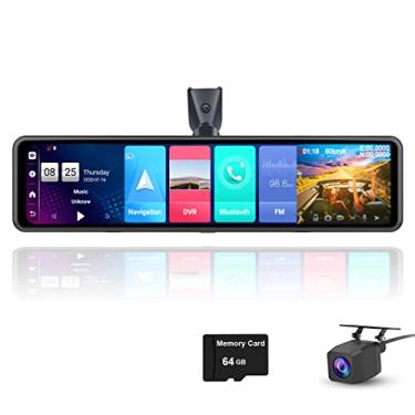 Imagem de XRC TECH Câmera veicular especial DVR 4G, espelho retrovisor com tela sensível ao toque IPS de 12 polegadas, Android 8.1 RAM2GB + ROM32GB WiFi GPS Navi, Bluetooth, lente dupla FHD 1080P