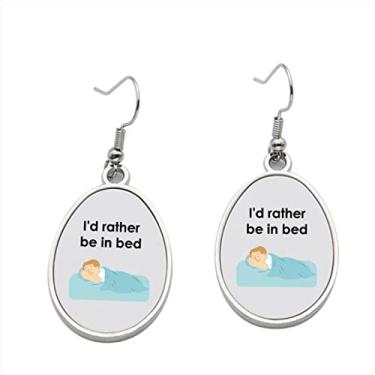 Imagem de Brinco I'd Rather be in Bed - Brincos pendurados para meninas - Presente de festa de aniversário dos namorados