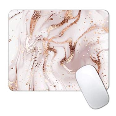 Imagem de IMAYONDIA Mouse pad de mármore ouro rosa, mouse pad personalizado para jogos com design moderno de mármore, base de borracha antiderrapante para laptop sem fio