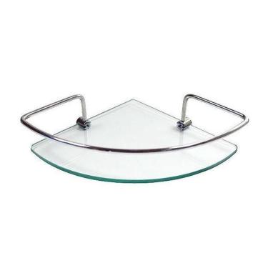 Imagem de Porta Shampoo De Canto Cromado Com Base De Vidro